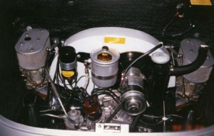 The Porshce 356B engine bay with twin Zenith carbs